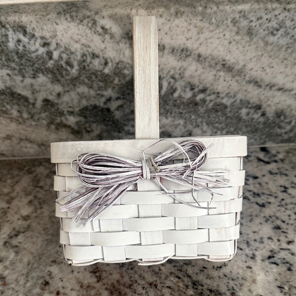 Wedding Flower Girl Basket White Ceremony Basket